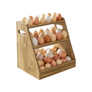 High Capacity Vintage Eco-Friendly Wood Egg Holder with Detachable Design 3-Tier Countertop <b>Storage</b> Box for <b>Kitchen</b> Use - Product Image 1