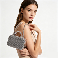 Sac de soirée mini pour femme en strass, avec anse métallique et chaîne détachable, pochette bandoulière pour mariage et fête, vente en gros