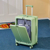 Valise à roulettes classique de luxe durable avec roues silencieuses, poche avant ouverte, coque rigide