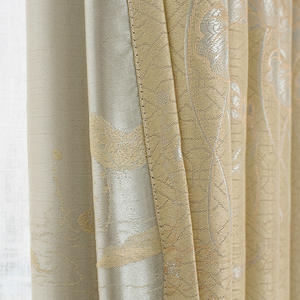 Haute Ombrage Jacquard Doré Qualité Oeillet Fleur Décor D'hôtel Chambre Fenêtre Rideau Dernières Design Prêt À L'emploi Rideaux - Product Image 2