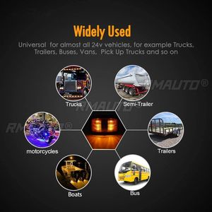 10 Luces de Advertencia LED, Diodos Emisores de Luz para Remolques y Camiones, Azul, Verde, Amarillo, Naranja, Blanco, Rojo, Lámpara de Marcador Lateral LED de 24V - Product Image 3