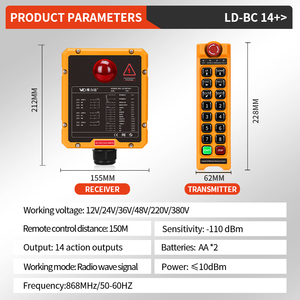 รีโมทคอนโทรลไร้สายอุตสาหกรรม LD-BC14+  กันน้ำ สำหรับเครน รอก ปั๊ม  OEM - Product Image 2