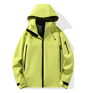 Chaqueta Softshell Impermeable con Capucha Verde Lima Personalizada, Cremallera Frontal, Puños Ajustables, Ropa de Trabajo para Exteriores, Proveedor Mayorista para Hombres en el Reino Unido - Product Image 1