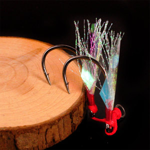 18 #-24 # Leurre Fibre Lumière Double Aide Crochets Pêche En Mer Jig Barbelé Brochet Crochets En Acier Inoxydable Argent Matel Océan Double Crochet - Product Image 4
