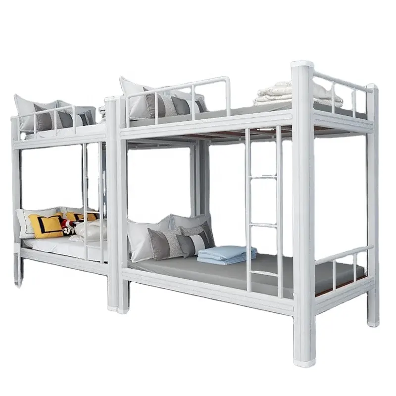 เตียงเหล็กสองชั้นสำหรับหอพักผู้ใหญ่โครงเหล็กเตียงสองชั้นเตียงสองชั้นแบบคู่ทันสมัย