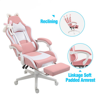 Vente en gros Chaise de jeu rose mignonne avec oreilles de chat Chaise d'ordinateur ergonomique avec repose-pieds Chaise de jeu PC inclinable pour fille ado enfants