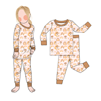 Custom Designs Comfortabele Zachte Bamboe Baby Meisjes Lange Mouw Top Met Broek Set Meisje Nachtkleding 2Pc Pjs