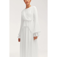 Abaya Open Side Pockets Locker sitzende boden lange geprägte Baumwolle Leinen Chiffon gewebte Druck muster Kleid Fashion Style Kleid