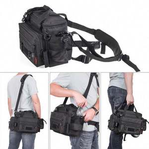 Échantillon gratuit, vente en gros d'usine, sac de pêche portable multifonctionnel noir, doux avec bandoulière rembourrée - Product Image 4