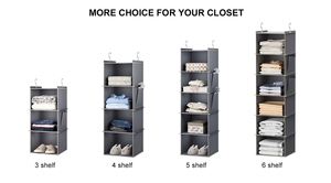 6 Shelf Large Hanging Closet Organizers and Storage Collapsible Closet Hanging Organizer with 2 Sturdy <b>Hooks</b> - Product Image 6
