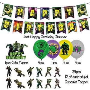 Superhéroe <span class=keywords><strong>Hulk</strong></span> tema Fiesta decoración globos Banner pastel Topper Baby Shower <span class=keywords><strong>para</strong></span> niños suministros de fiesta de cumpleaños juguetes regalos - Product Image 2