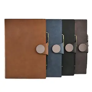 High Quality Custom Logo Notebook A5 B5 PU Leather Print Logo diary Hardcover Advertising Notebooks With Buckle Planner