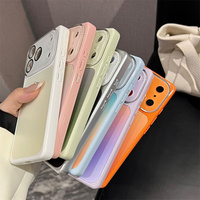 Funda de teléfono cuadrada de cristal con marco AG de moda para iPhone 17 16 15 14 Pro Max, cubierta trasera colorida con lente de cámara mate efecto arcoíris esmerilado