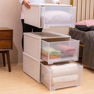 Wholesale Hot Sell Stackable Plastic Storage Drawers Wheels Cabinet