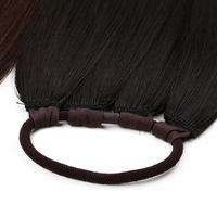 Queue de cheval noire longue et lisse de 34 pouces, en fibre synthétique haute température, Extensions de queue de cheval tressées avec attache de cheveux pour femmes