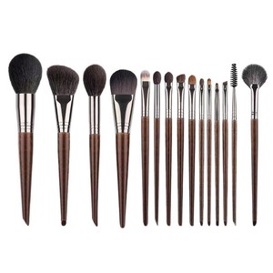 15 Piece Natural Wool Makeup <b>Brushes</b> Set Wooden Handle Foundation Eyeshadow <b>Round</b> Cosmetic <b>Brushes</b> - Product Image 4