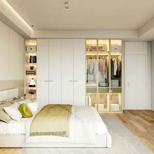 Armoire moderne blanche Santopova avec portes et éclairage intégré - Product Image 2