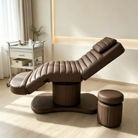 Table de massage électrique marron chocolat à 3 moteurs réglables en cuir PU, lit de beauté pour soins du visage, table de spa pour cils, mobilier de salon, vente en gros