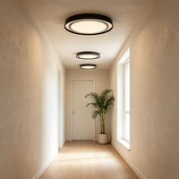 Plafonniers LED modernes en aluminium noir avec surface acrylique pour la décoration de la maison, salon, chambre à coucher