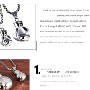 Collar de par de boxeo Hip Hop de acero inoxidable de alta calidad, titanio clásico <span class=keywords><strong>para</strong></span> regalo de San Valentín, joyería de boda o fiesta - Product Image 5