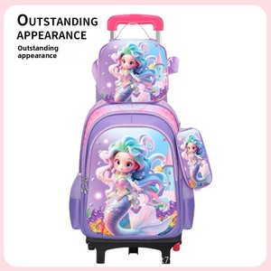 Juego <span class=keywords><strong>de</strong></span> Tres Piezas <span class=keywords><strong>de</strong></span> Mochila Escolar con Ruedas Universales para Estudiantes <span class=keywords><strong>de</strong></span> Primaria, Lonchera y Estuche para Lápices, Diseño <span class=keywords><strong>de</strong></span> Anime y Dibujos Animados - Product Image 4