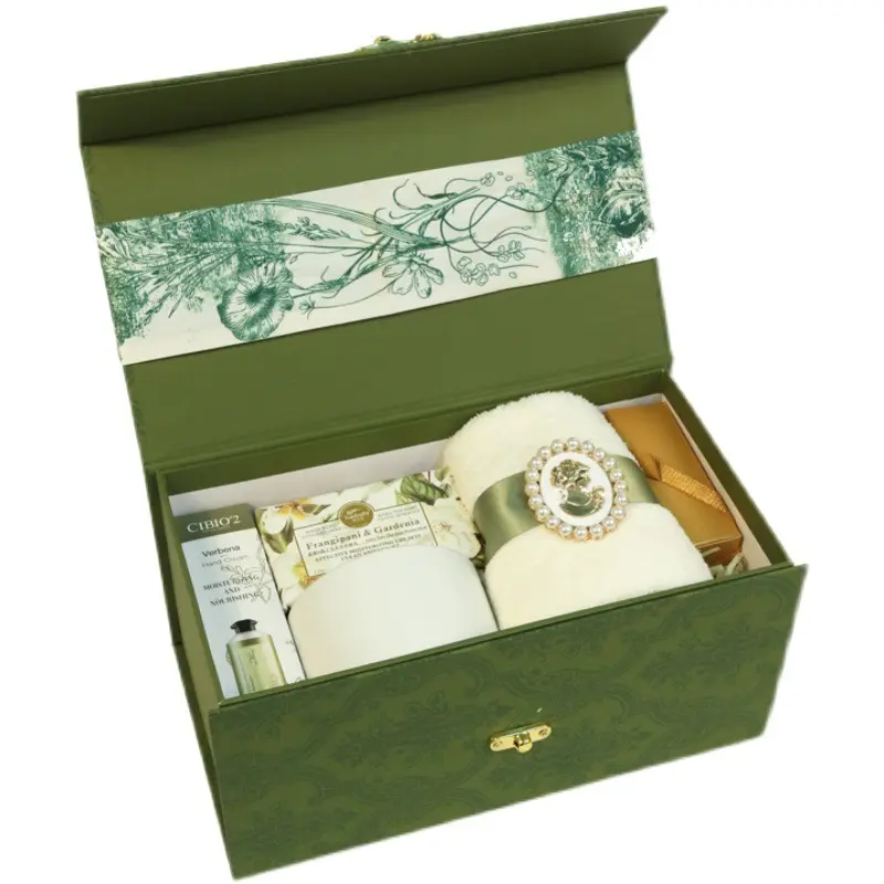 Картонная гофрированная изящная Складная Ретро зеленая Крафтовая упаковка для косметики ювелирных изделий подарков маленькая бумажная коробка с логотипом