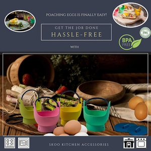 Batteur à oeufs pochés en <span class=keywords><strong>silicone</strong></span> et métal parfait Batteur à oeufs portable et fouet pour usage domestique sur la cuisinière Pot instantané au micro-ondes - Product Image 4