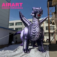 Dragon gonflable décoratif pour activités de plein air, dragon gonflable violet avec des ailes pour l'affichage