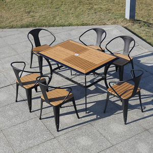 Mobili da giardino da pranzo in legno da giardino in <span class=keywords><strong>plastica</strong></span> da caffè set di tavolo e sedia - Product Image 5