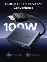 UGREEN Nexode Power Bank 20000mAh 145W Charge rapide avec câble USB C intégré, chargeur portable pour ordinateur portable 3 ports