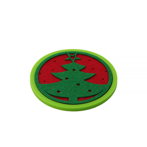 Modern 10 cm Colour Christmas Round Felt <b>Coaster</b> with Holder Non-Slip Heat-Resistant Durable Customizable Sustainable Design - Product Image 4