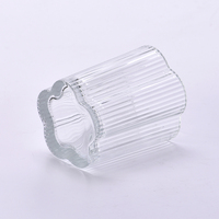 Pot à bougie en verre à rayures verticales, bord festonné, forme de pétale, décoration d'intérieur, mariage, Noël, diffuseur d'arômes