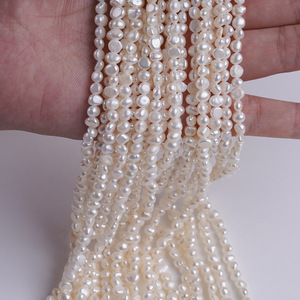 Collar de Perlas Barrocas de Agua Dulce Natural de Zhuji, 4-5 mm, Blancas, con Orificio Horizontal, de Doble Cara, Semi-Acabadas, para Joyería DIY - Product Image 5