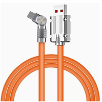 Câble USB C Type C à charge rapide, câble en silicone Type-C mâle vers USB A mâle, avec un angle de 180 degrés ° Câble de charge rapide rotatif