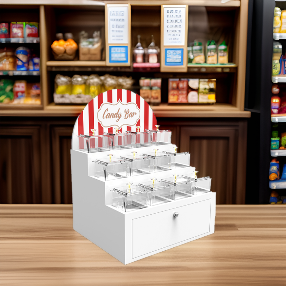 Modern Wooden Tabletop Candy Display Rack Newly Arrived Wooden Display Stand for Supermarket Store Ideas — view 2