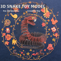 Juguete de Serpiente Impreso en 3D con Articulaciones Móviles, Modelo de Reptil Flexible, Figura de Animal de Plástico, Adorno de Escritorio para Niños