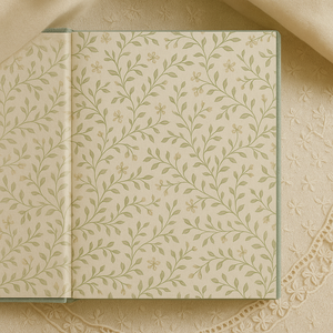 Carnet brodé Muguet A5 en tissu vert avec bordure en dentelle, motif floral vintage, idéal pour cadeau et écriture - Product Image 3