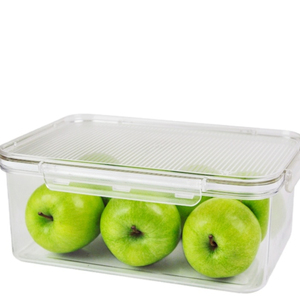 Eco Friendly Ref Organizer Fridge Clear Storage Box Pantry Stackable Food Storage Containers With Silicone Lid