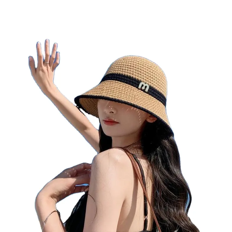 Chapéu de sol de pescador feminino estilo japonês para praia, chapéu de praia de malha para mulheres primavera e verão
