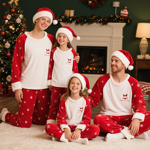 HUOYOUNG, conjunto navideño personalizado, pijama de algodón transpirable, conjunto familiar cálido a juego para <span class=keywords><strong>mujer</strong></span>, <span class=keywords><strong>ropa</strong></span> navideña estampada - Product Image 2