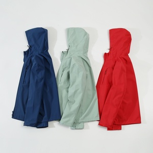 Hooded <strong>Coated</strong> Spring Rain Jacket Outdoor <strong>Raincoat</strong> Windbreaker Hiking Unisex Wholesale Waterproof Stand Woven 100% <strong>Polyester</strong> - Product Image 3