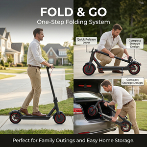 Scooter Eléctrico Plegable para Adultos, Portátil, de Largo Alcance, Batería de Alto Rendimiento, Motor de 25 Millas de Autonomía, Neumáticos con Doble Frenado, Faro LED - Product Image 6