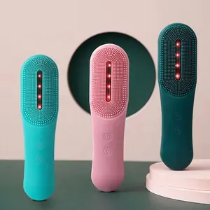 Hot 3 Light Photon Gesichts massage Sonic Wiederauf ladbare Poren Clean ser Gesichts bürste Elektrische Silikon Gesichts reinigungs bürste