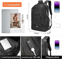 Sac à dos de sport d'extérieur léger pour hommes, sac de sport imperméable avec fonction de charge USB, sac de voyage avec compartiment à chaussures