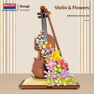 Ensemble de micro-briques Romantisme Français Rose & Violon - Mélodie de Piano en Éveil, Cadeau Artistique en Gros pour Elle - Product Image 4