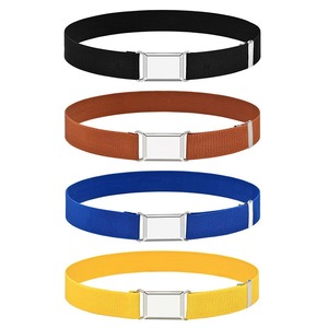 Ceinture en tissu élastique avec boucle à plaque, largeur 3,5 cm, style décontracté, en polyester, options de couleurs marron, noir, gris - Product Image 6