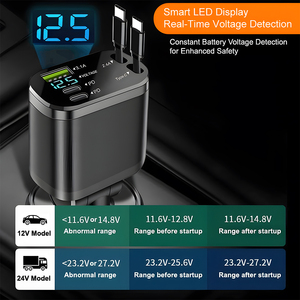 <span class=keywords><strong>Caricabatterie</strong></span> Auto Retrattile 5 in 1 con Logo OEM, 69W Ricarica Rapida PD Tipo C, Adattatore per Auto con Display Digitale della Tensione per iPhone/<span class=keywords><strong>Samsung</strong></span> - Product Image 4