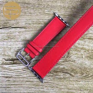 Extra-longues double-tour rouge personnalisé bord peint doux durable nappa en cuir bracelet de montre pour Apple Montre - Product Image 1