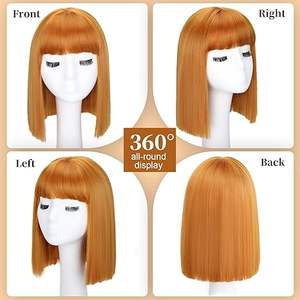 <span class=keywords><strong>Cheveux</strong></span> BOB lisses couleur cuivrée les plus vendus, 12 pouces, aspect naturel, fibre résistante à la chaleur, densité 150 %, sans colle - Product Image 5