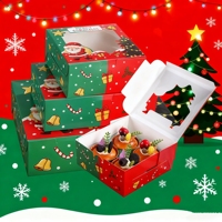 Boulangerie de luxe de Noël ondulé mariage Transparent Portable carré clair boîtes de papier d'emballage de gâteau